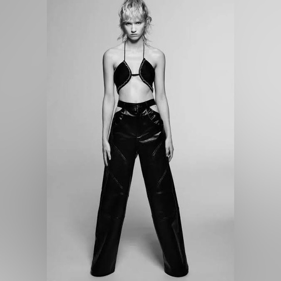 BNWT Zara Faux Leather Cut Out Pant Sz S - Picture 2 of 3